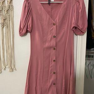 Divided-pink button down dress